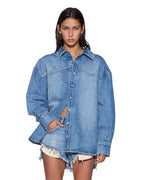 Womens Oversized Denim Ls Shirt Maverik Krystal Oversized Shirts - Denim