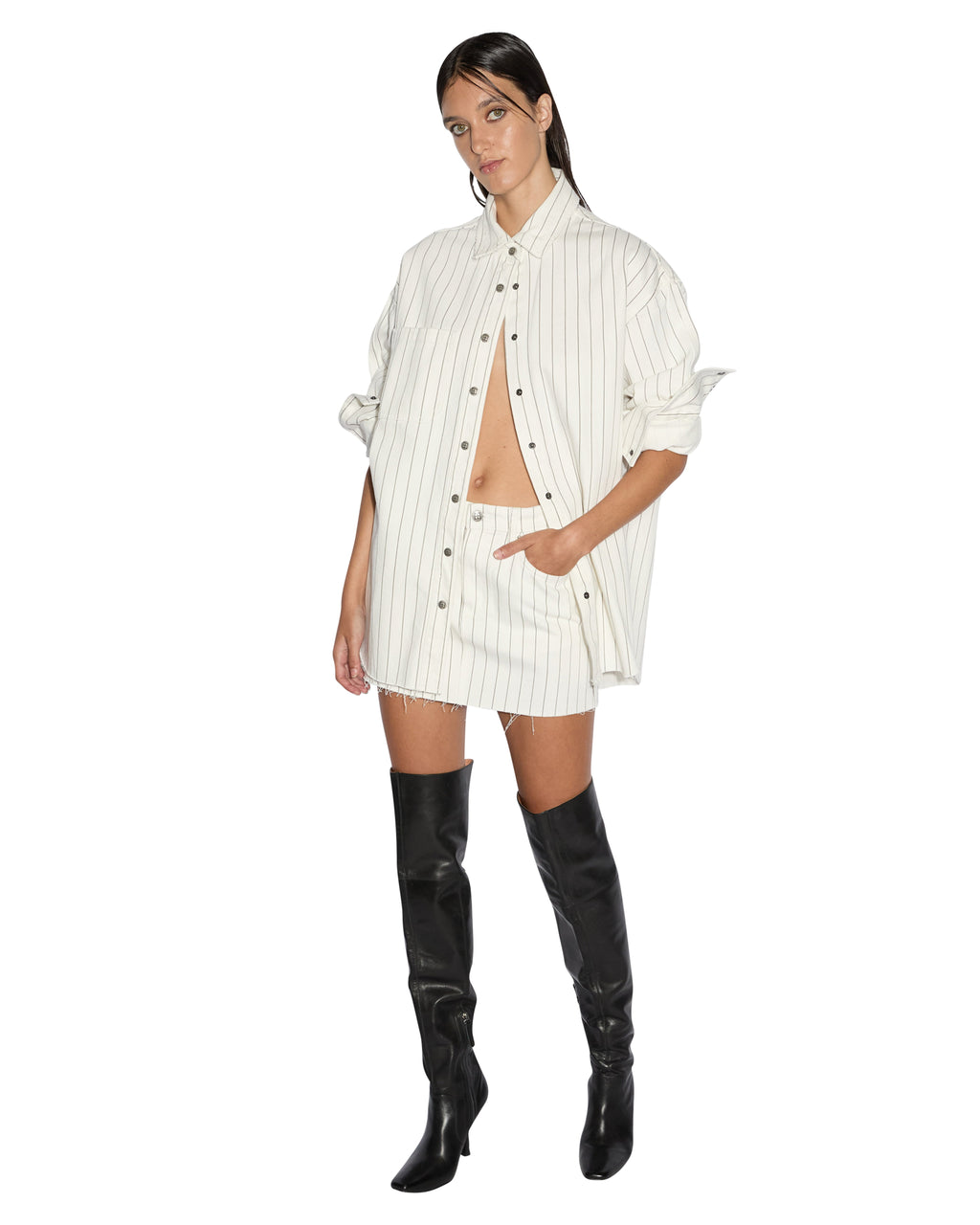 Womens Oversized Ls Shirt Prophetik Slice Oversized Shirts - White