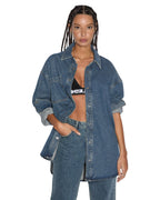 Womens Oversized Ls Shirt Subway Oversized Shirts - Denim