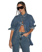 Womens Oversized Ls Shirt Subway Oversized Shirts - Denim