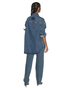 Womens Oversized Ls Shirt Subway Oversized Shirts - Denim