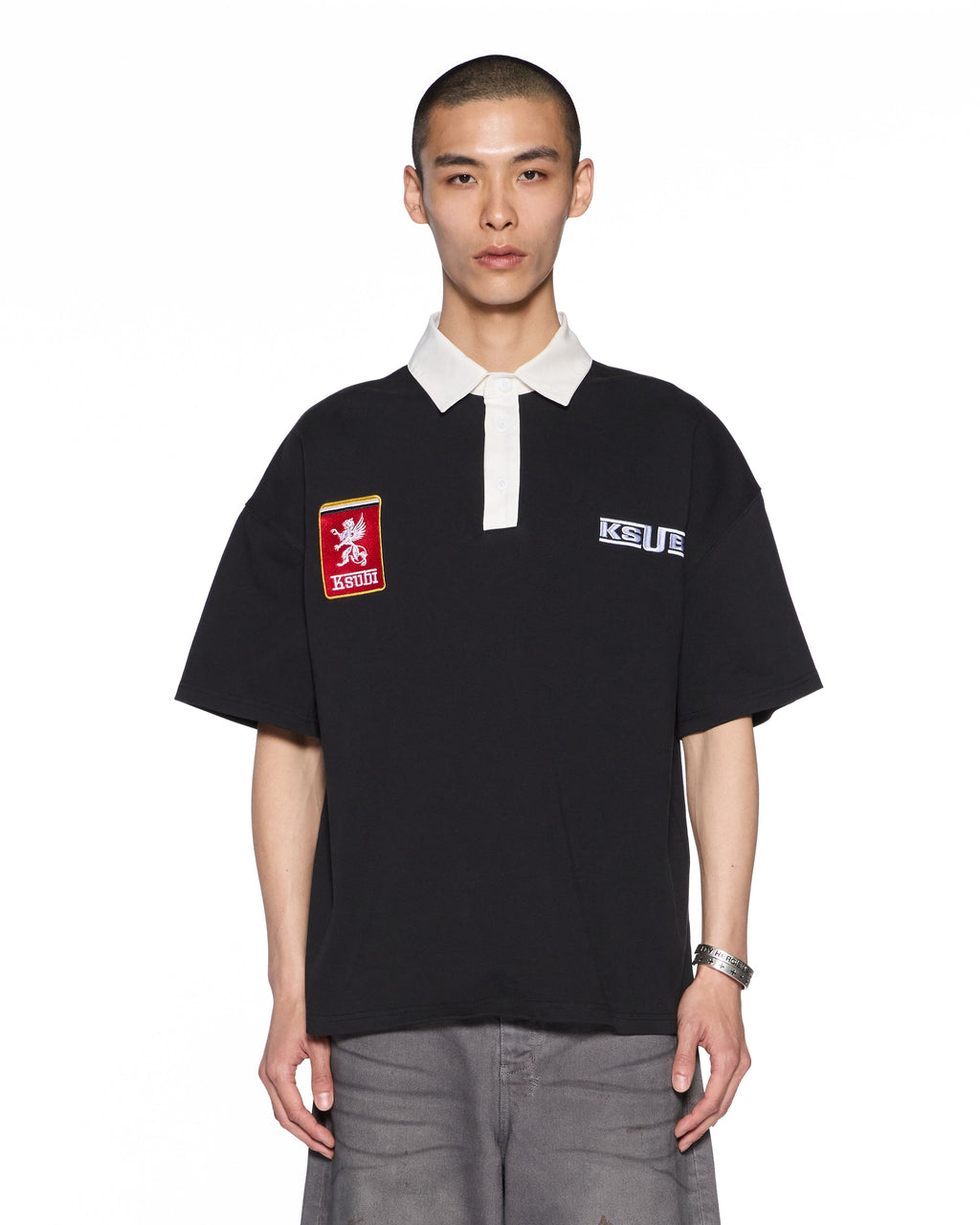 Mens Perform Ss Polo Shirt Jet Black Boxy Fashion Tops - Black