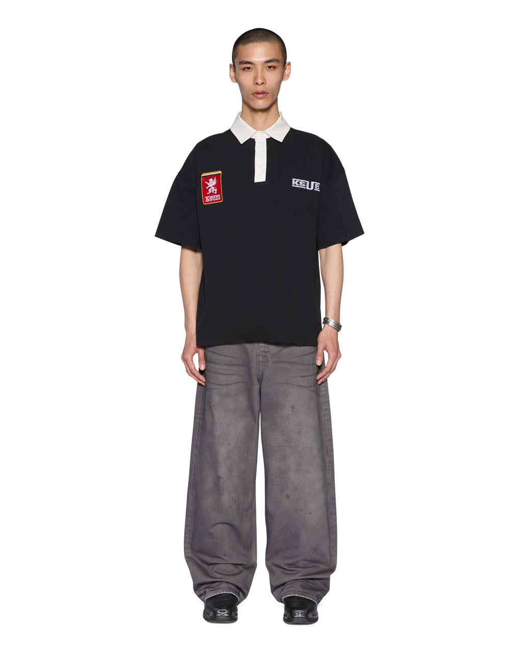 Mens Perform Ss Polo Shirt Jet Black Boxy Fashion Tops - Black