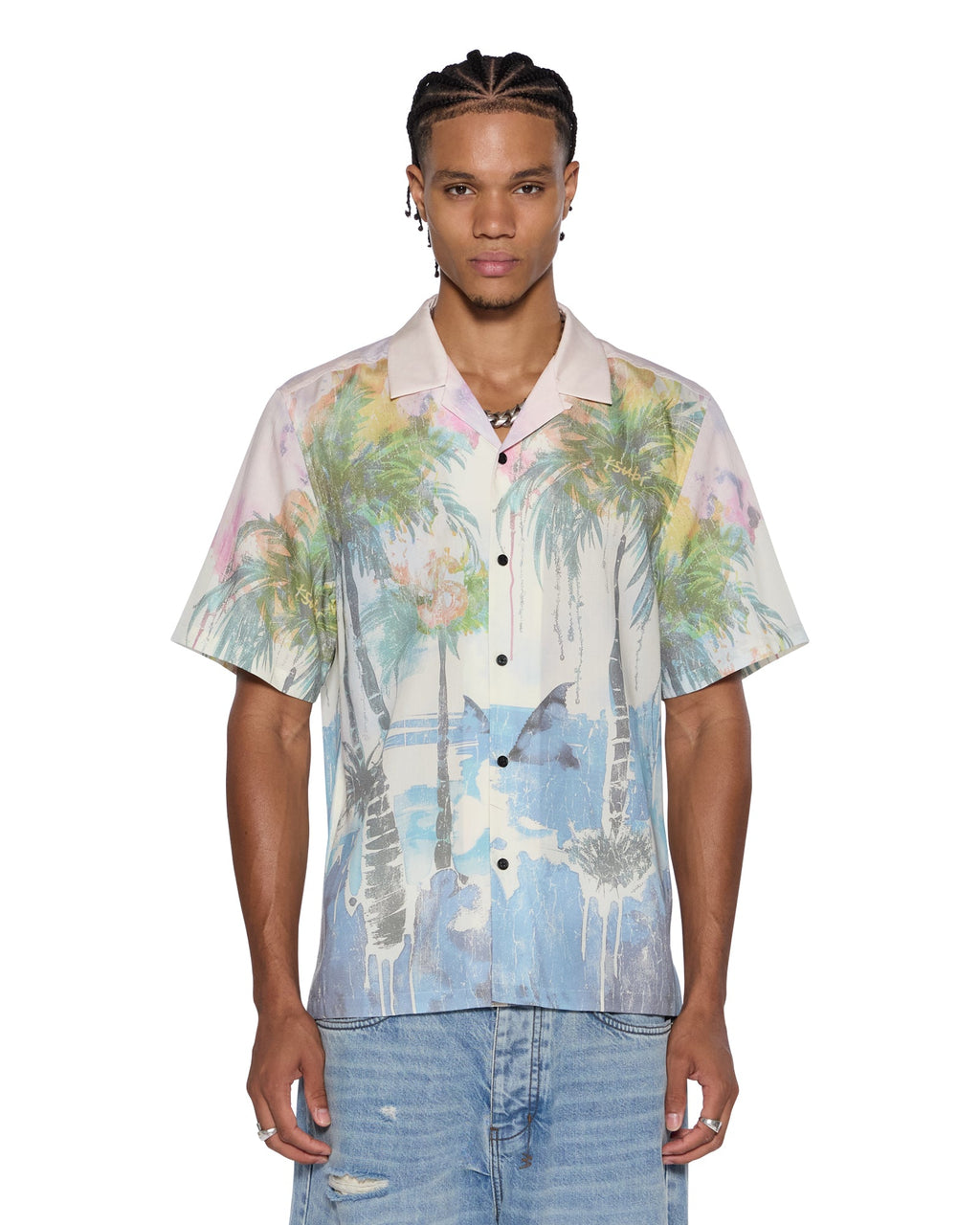 Mens Poolside Ss Resort Shirt Multi Regular Shirts - Multi Colour