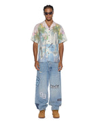 Mens Maxx Striker Patched Baggy Denim Jeans - Denim