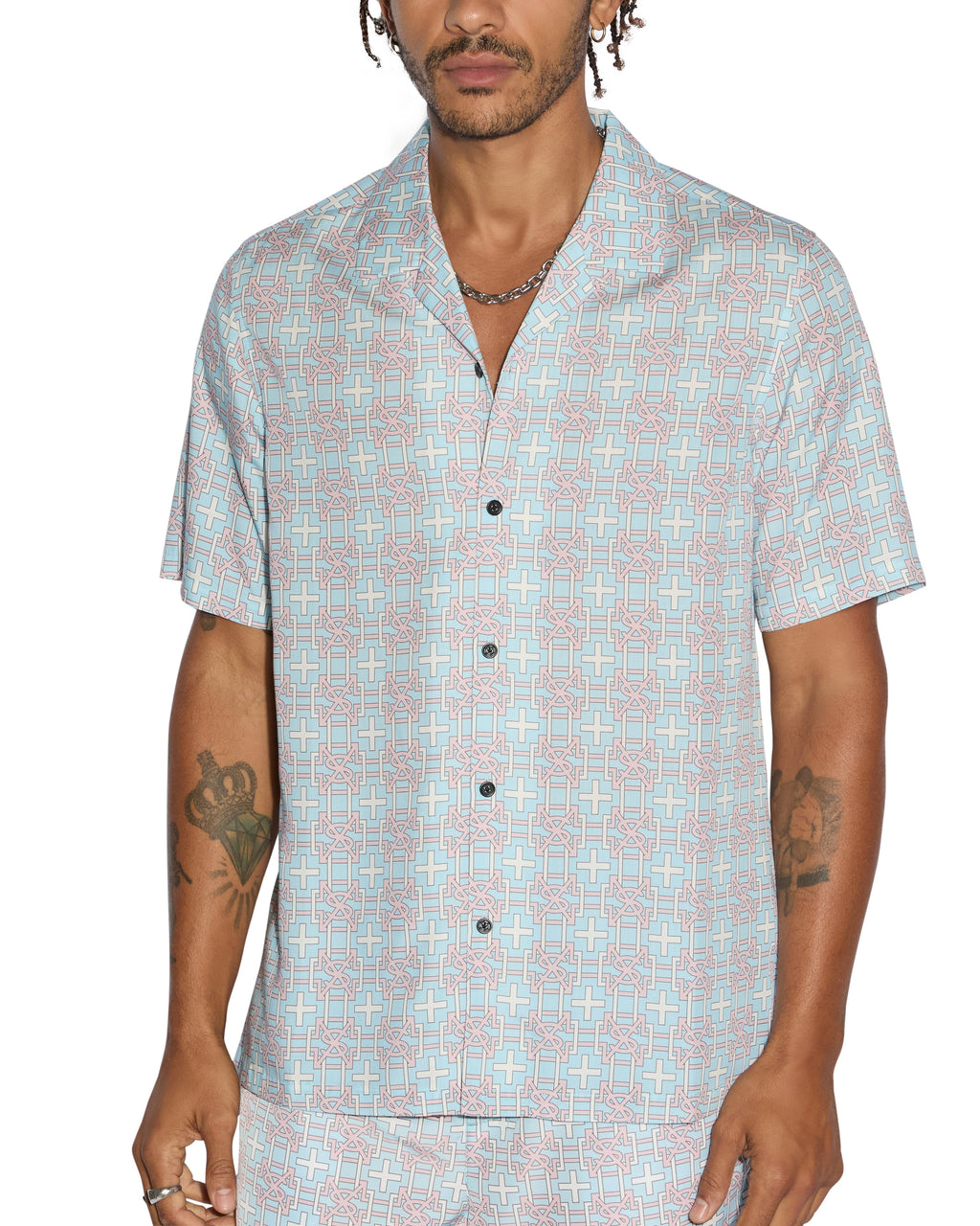 Mens Plus Resort Ss Shirt Paradise Regular Shirts - Multi Colour