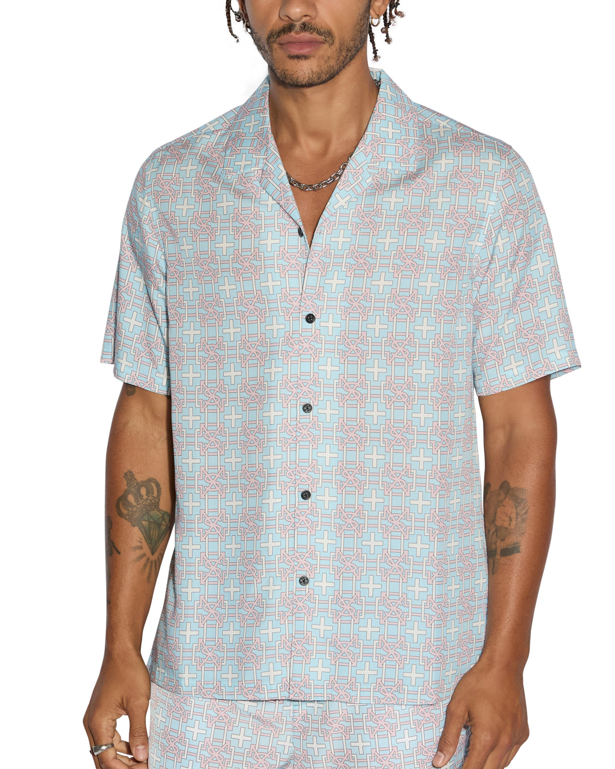 Mens Plus Resort Ss Shirt Paradise Regular Shirts - Multi Colour