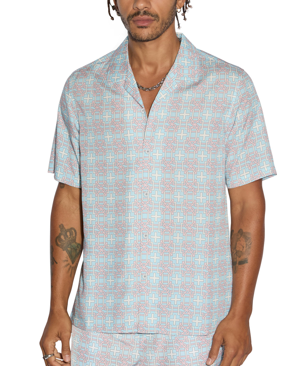 Mens Plus Resort Ss Shirt Paradise Regular Shirts - Multi Colour