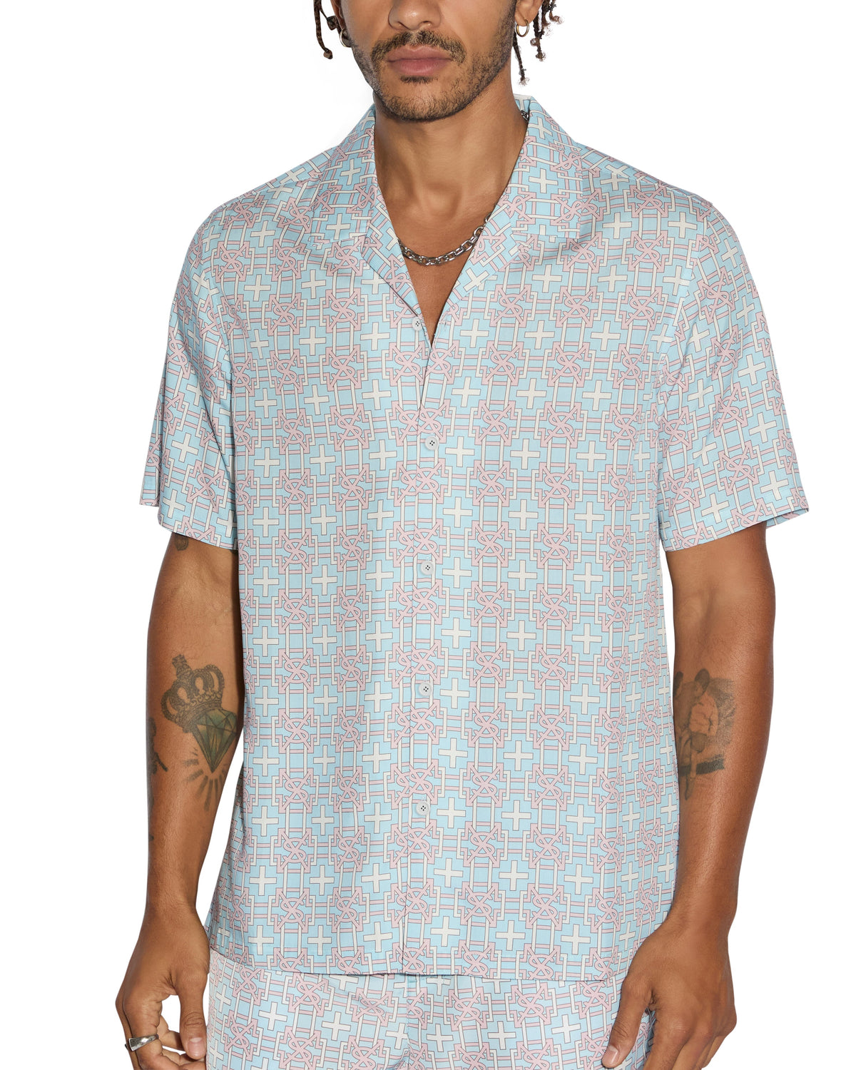 Mens Plus Resort Ss Shirt Paradise Regular Shirts - Multi Colour