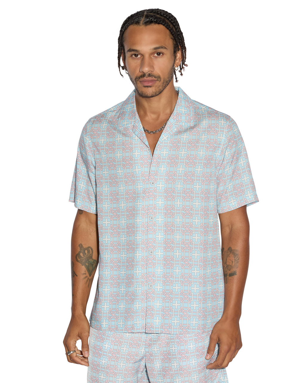 Mens Plus Resort Ss Shirt Paradise Regular Shirts - Multi Colour