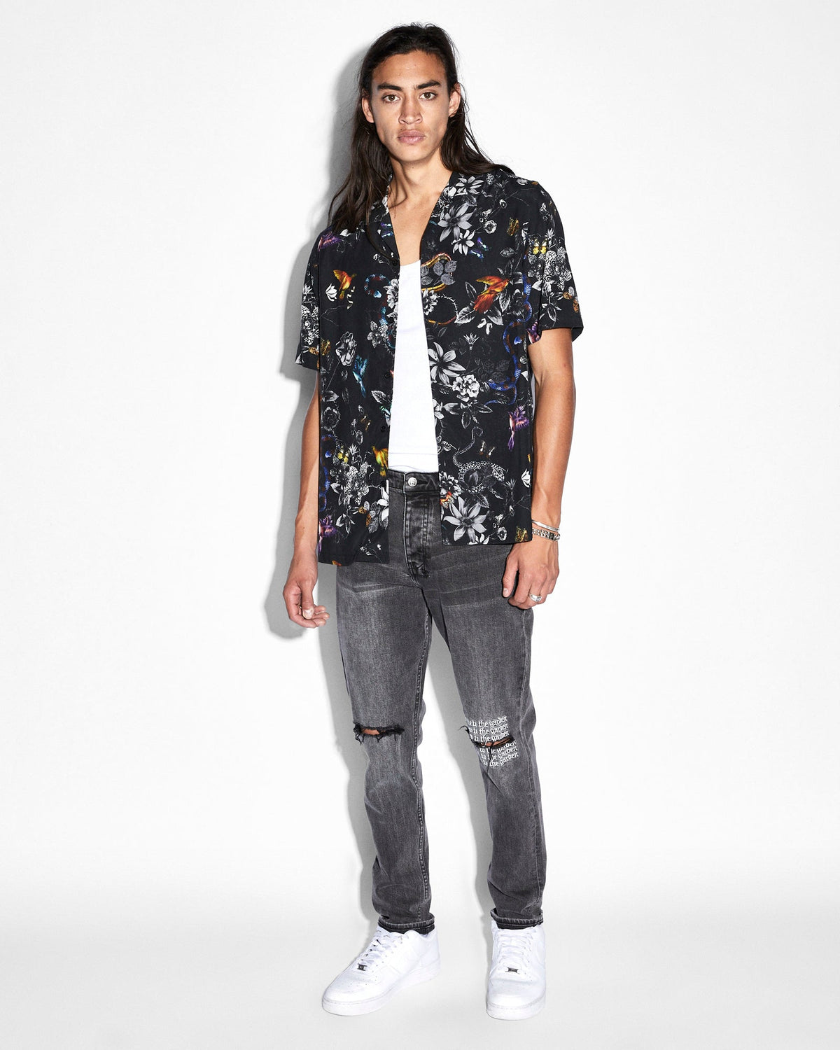 Mens Wolfgang Rose Garden Tapered Denim Jeans - Black