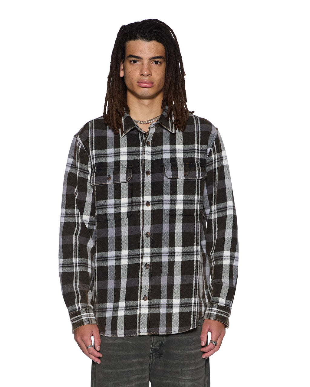 Mens Rosebowl Ls Shirt 1999 Black Check Regular Shirts - Black