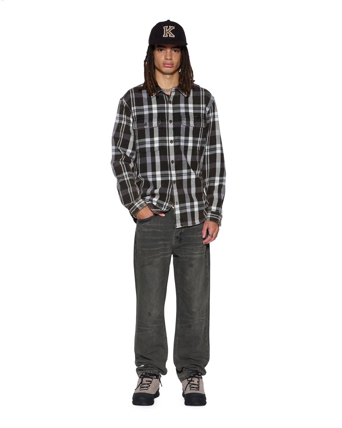 Mens Anti K Mekanik Grey Relaxed Denim Jeans - Grey