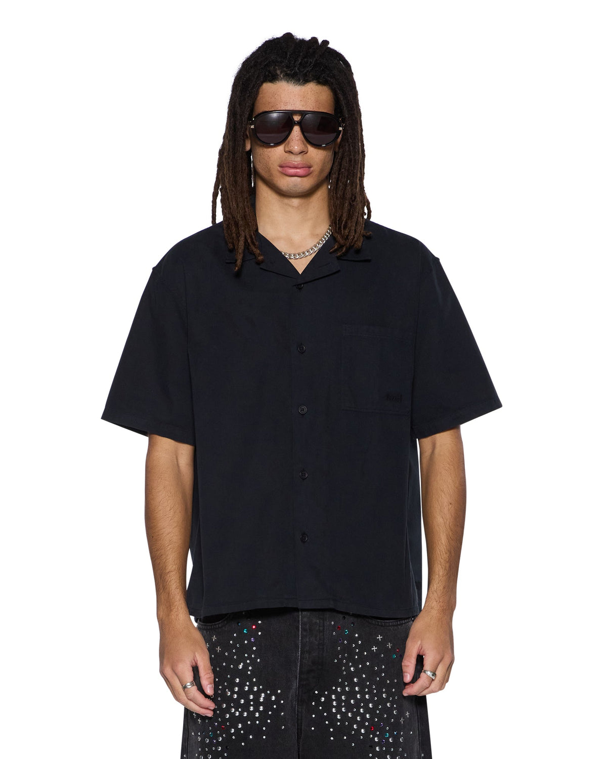 Mens Serpent Diner Ss Shirt Black Regular Shirts - Black