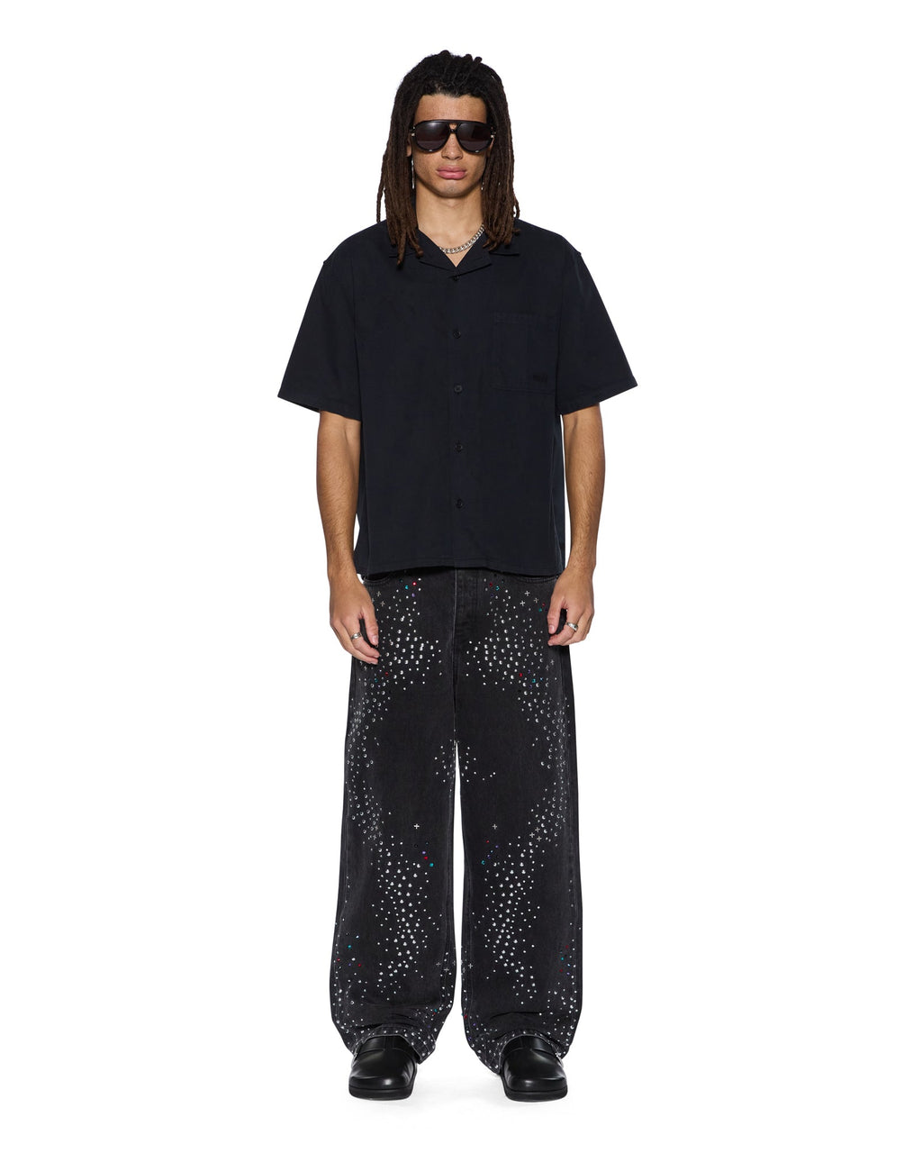 Mens Serpent Diner Ss Shirt Black Regular Shirts - Black