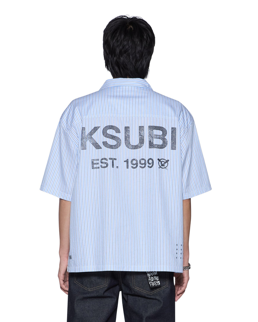 Mens State Diner Ss Shirt Ocean Stripe Regular Shirts - Blue