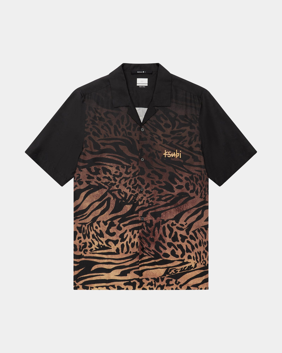 Mens Sinners Resort Ss Shirt Leopard Regular Shirts - Multi Colour