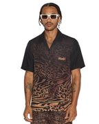 Mens Sinners Resort Ss Shirt Leopard Regular Shirts - Multi Colour