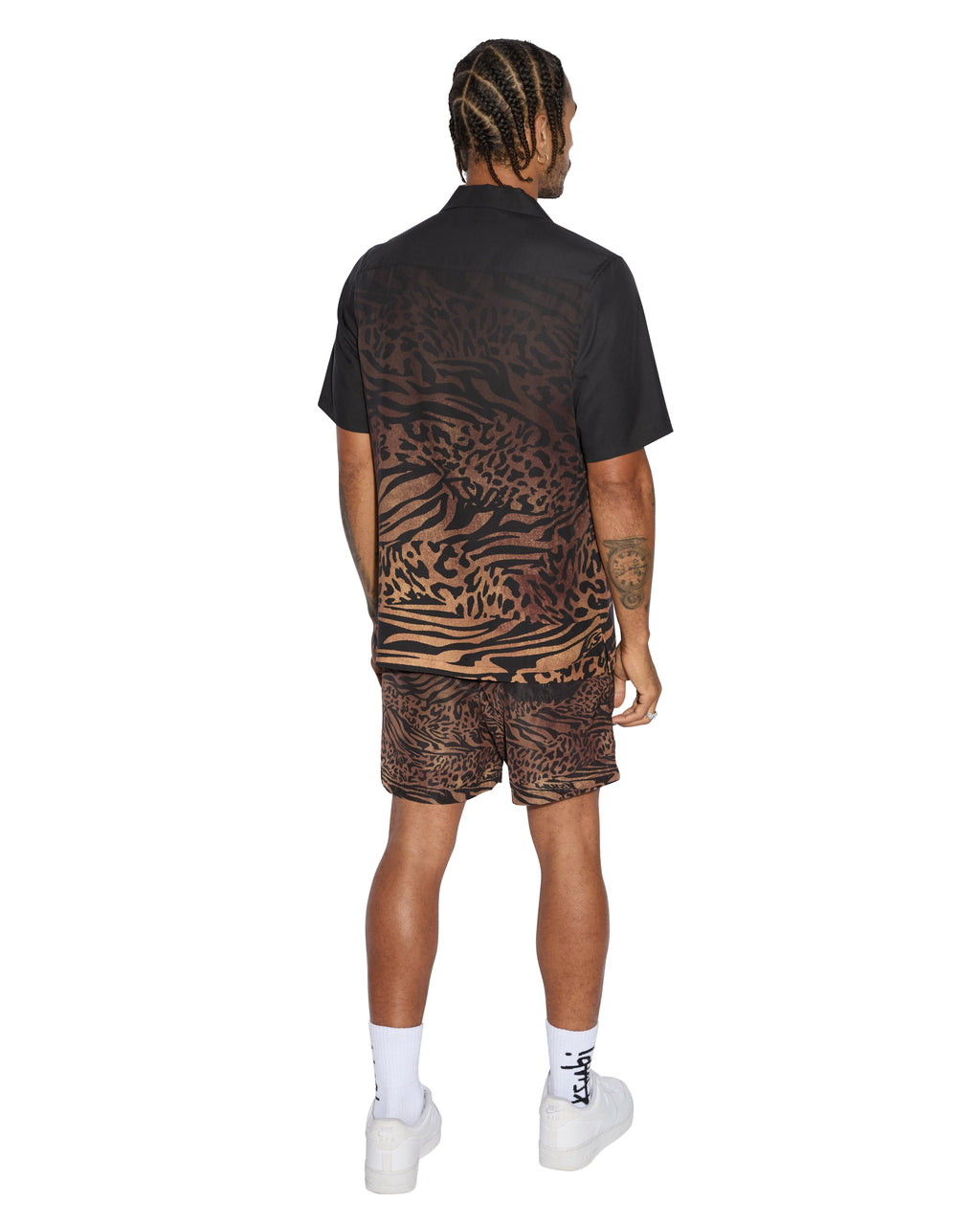 Mens Sinners Resort Ss Shirt Leopard Regular Shirts - Multi Colour