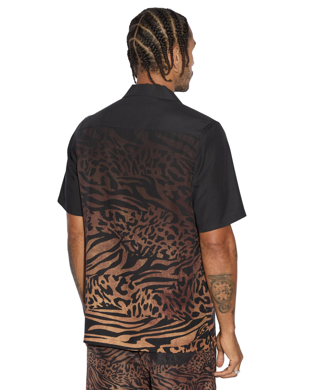 Mens Sinners Resort Ss Shirt Leopard Regular Shirts - Multi Colour