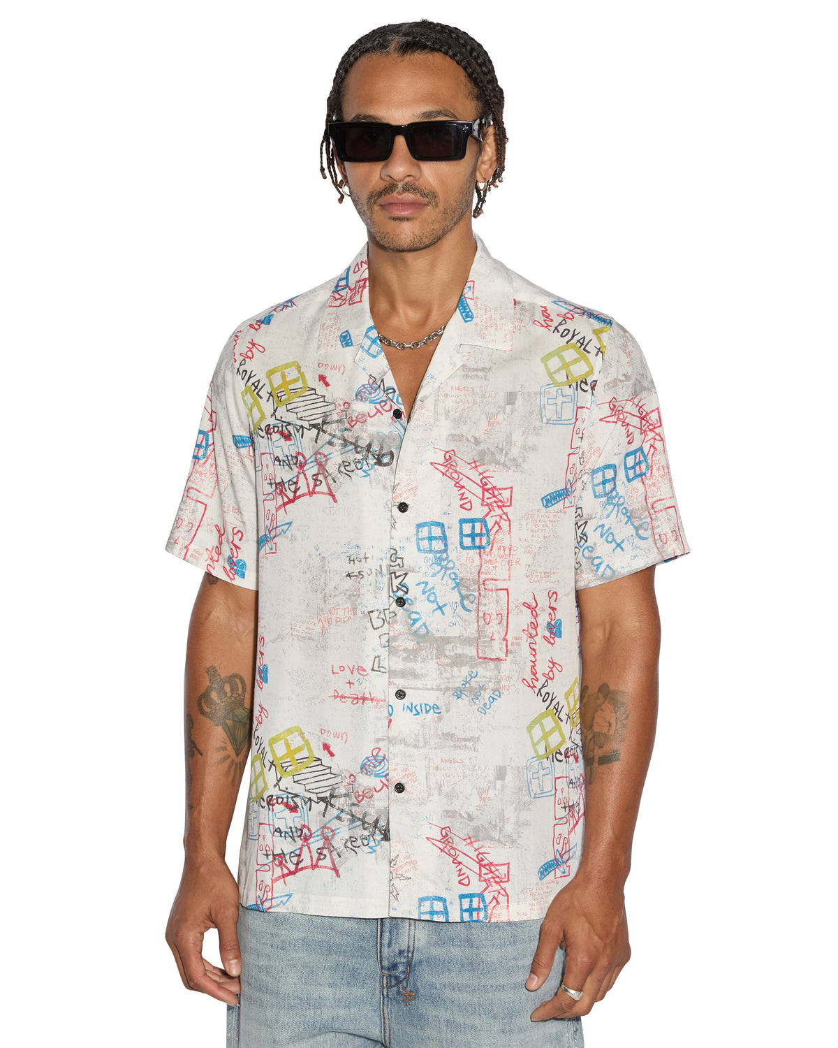 Mens Skrawler Resort Ss Shirt White Regular Shirts - White