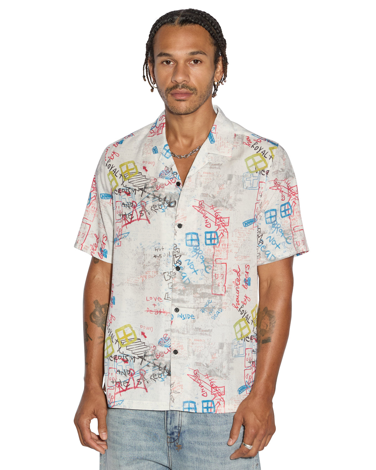 Mens Skrawler Resort Ss Shirt White Regular Shirts - White