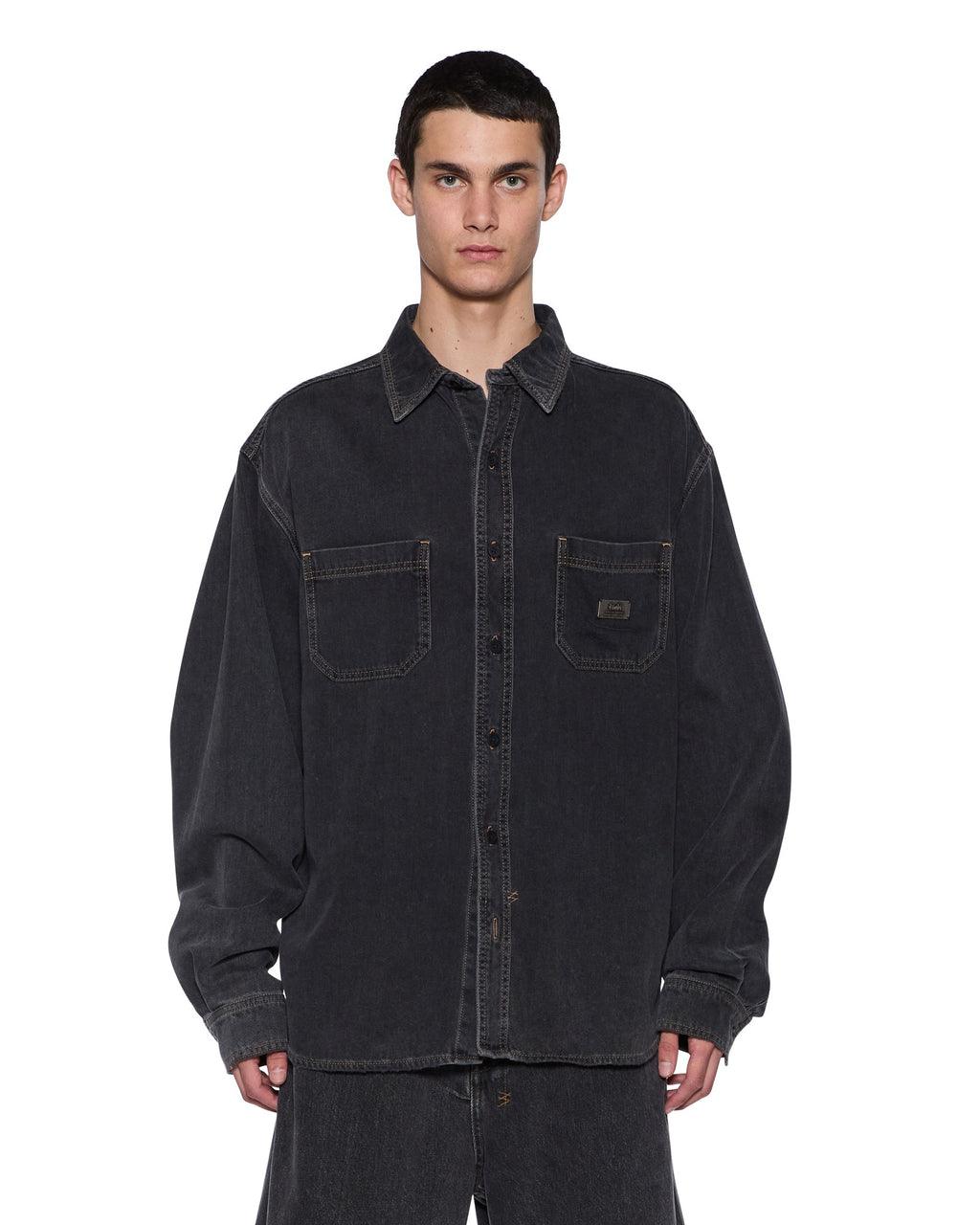 Mens Vulture Denim Ls Shirt Baxter Black Regular Shirts - Black