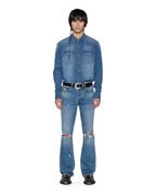 Mens Whiplash Ls Shirt Texas Blue Studded Regular Shirts - Denim