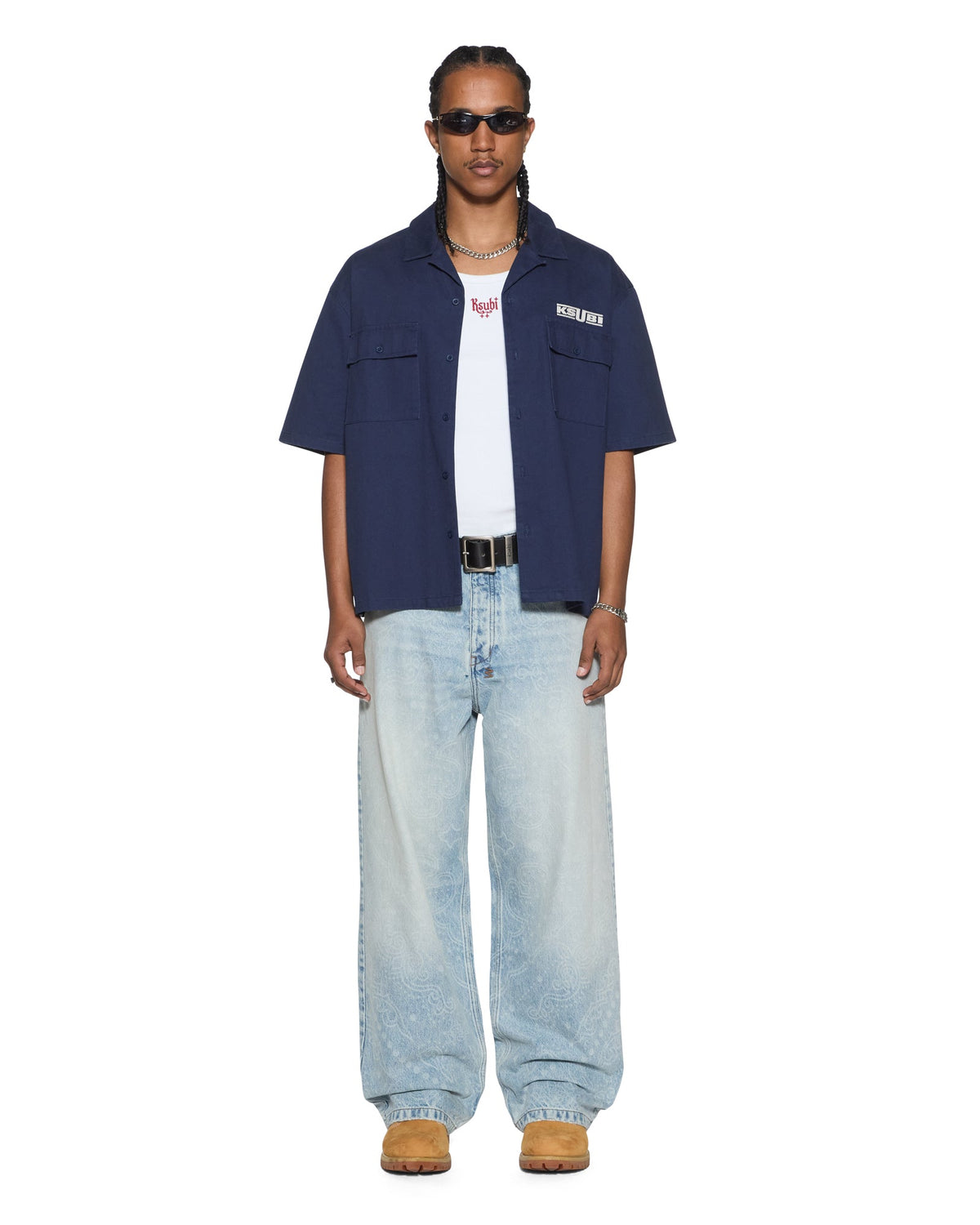 Mens Zoom Boiler Ss Shirt Navy Boxy Shirts - Navy