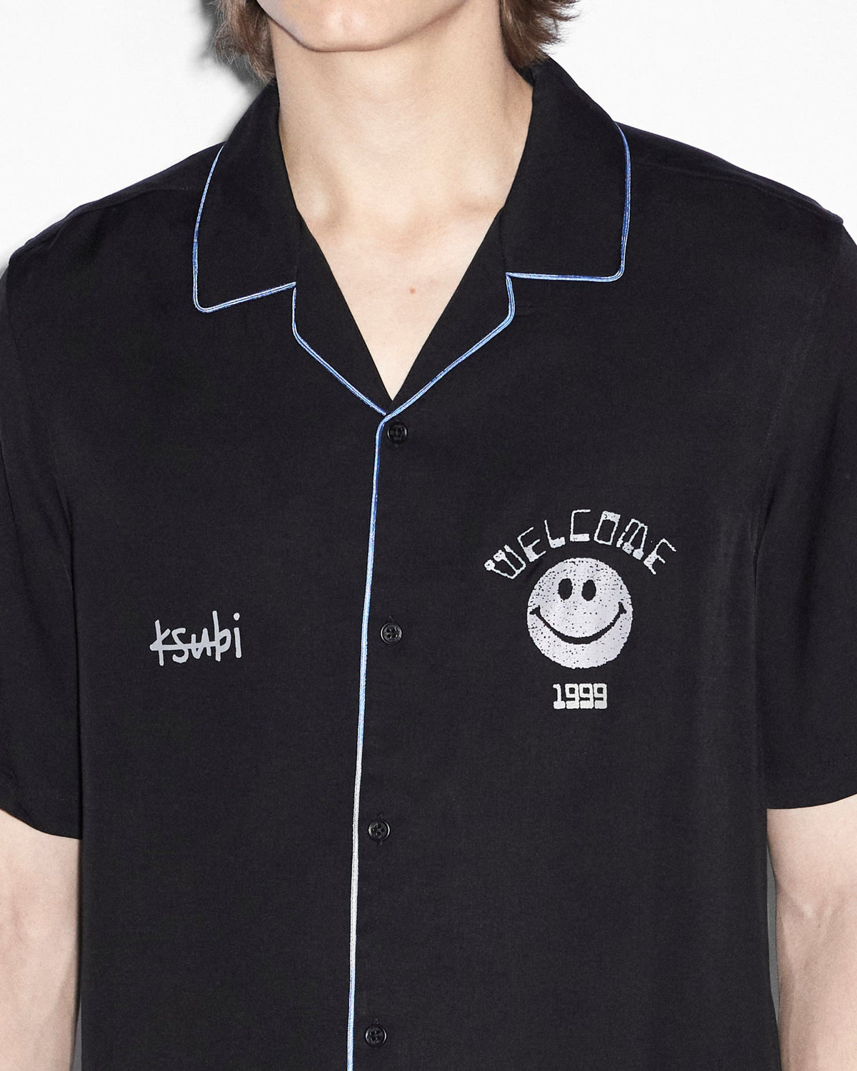 Mens Zine Resort Ss Shirt Black Regular Shirts - Black