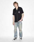 Mens Zine Resort Ss Shirt Black Regular Shirts - Black