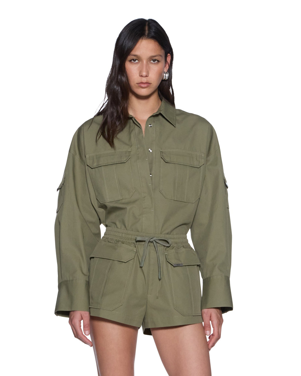 Womens Astra Ls Cargo Shirt Khaki Oversized Shirts - Khaki