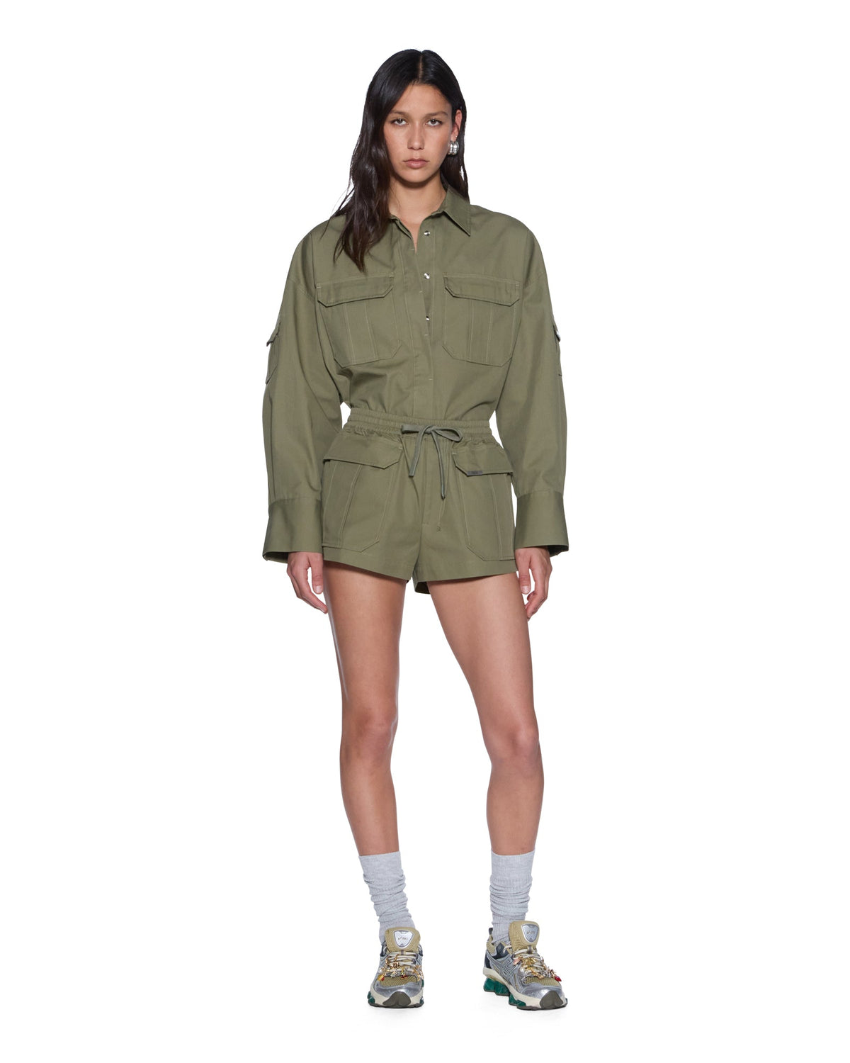 Womens Astra Ls Cargo Shirt Khaki Oversized Shirts - Khaki