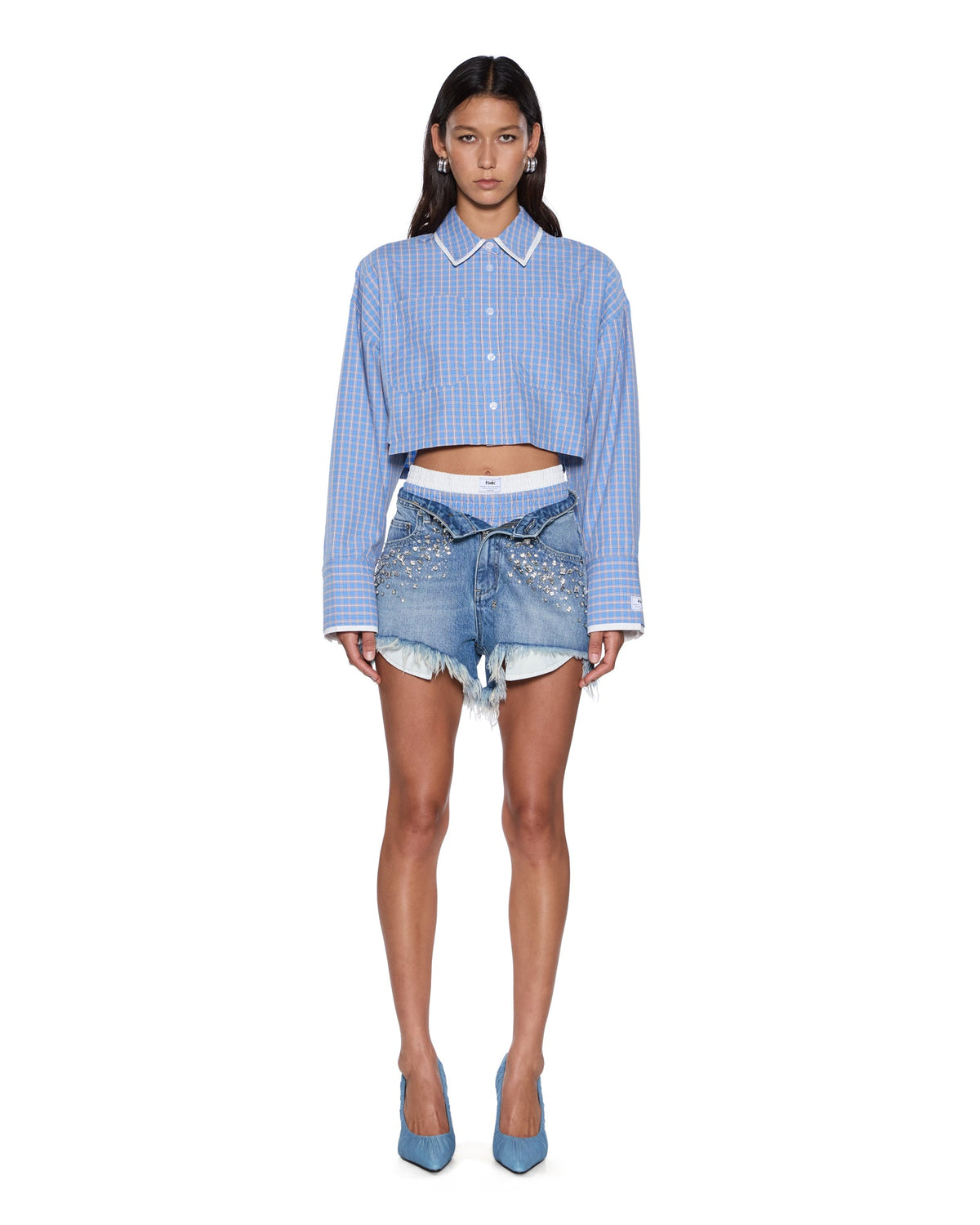 Womens Balter Ls Shirt Blu Check Relaxed Shirts - Blue