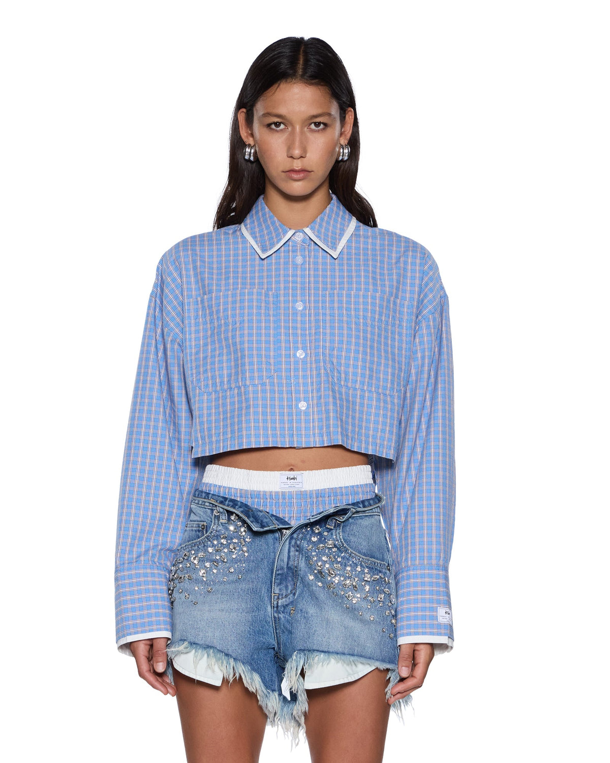 Womens Balter Ls Shirt Blu Check Relaxed Shirts - Blue
