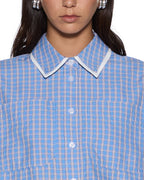 Womens Balter Ls Shirt Blu Check Relaxed Shirts - Blue