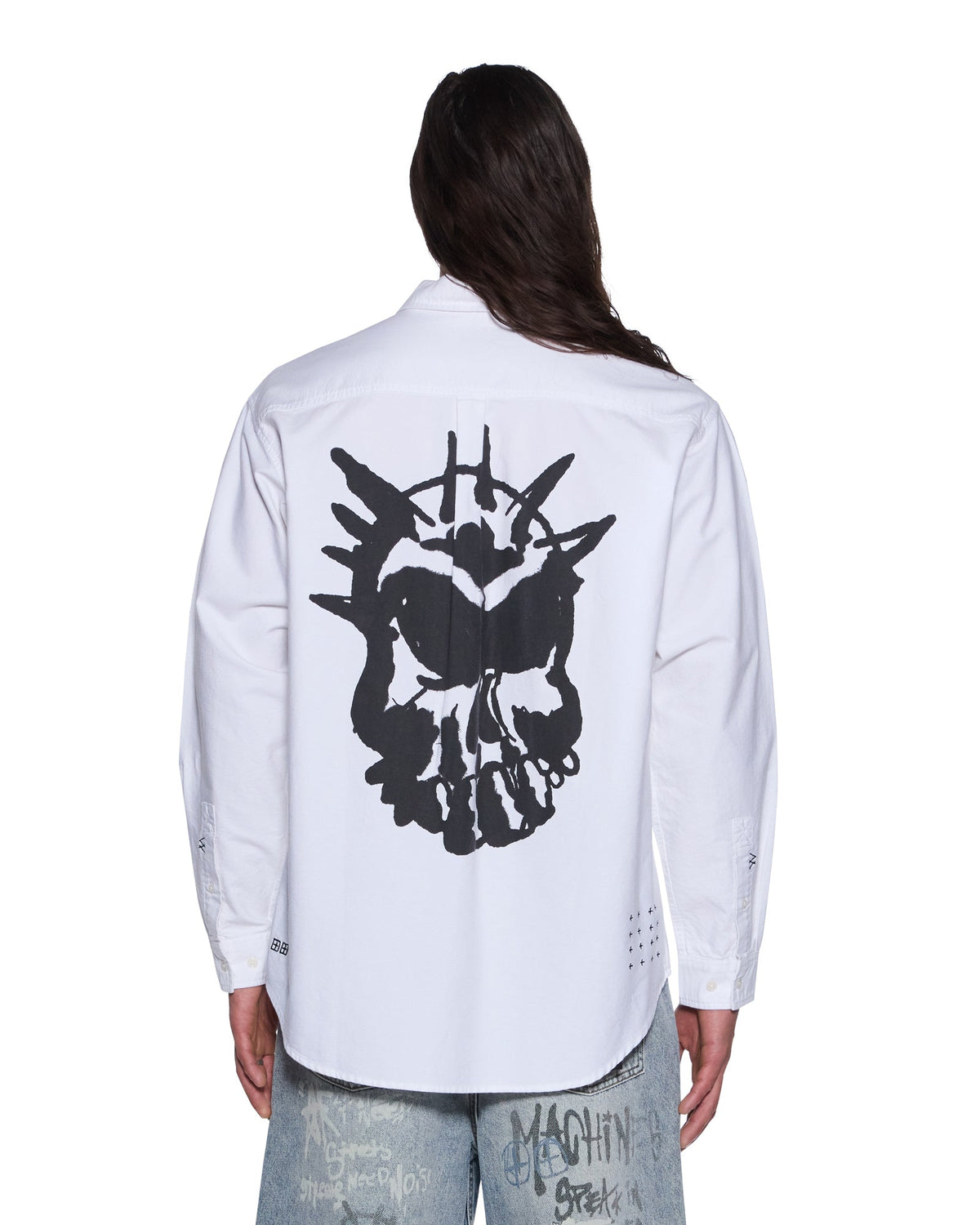 Mens Graffiti Anti Button Down Ls Shirt White Regular Shirts - White
