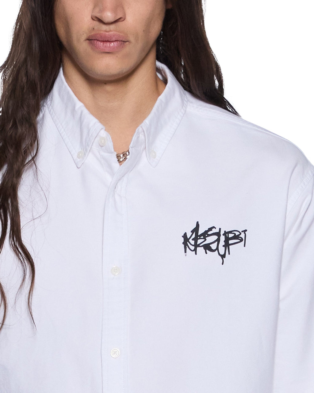 Mens Graffiti Anti Button Down Ls Shirt White Regular Shirts - White