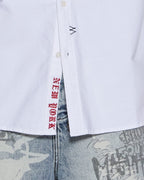Mens Graffiti Anti Button Down Ls Shirt White Regular Shirts - White