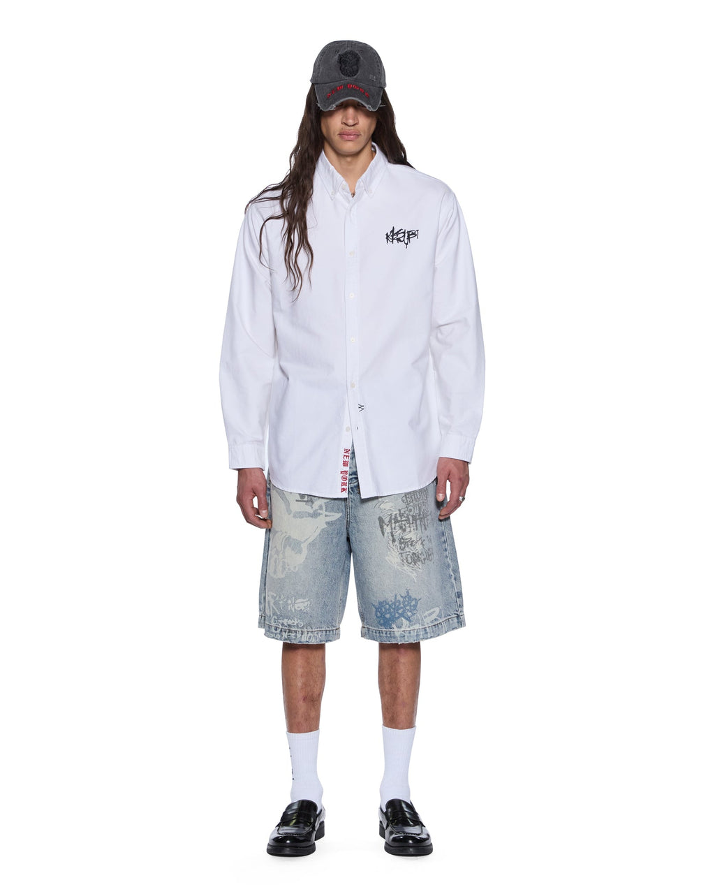 Mens Graffiti Anti Button Down Ls Shirt White Regular Shirts - White
