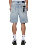 Mens Anti K Short Bunker Blue Relaxed Walkshorts - Denim