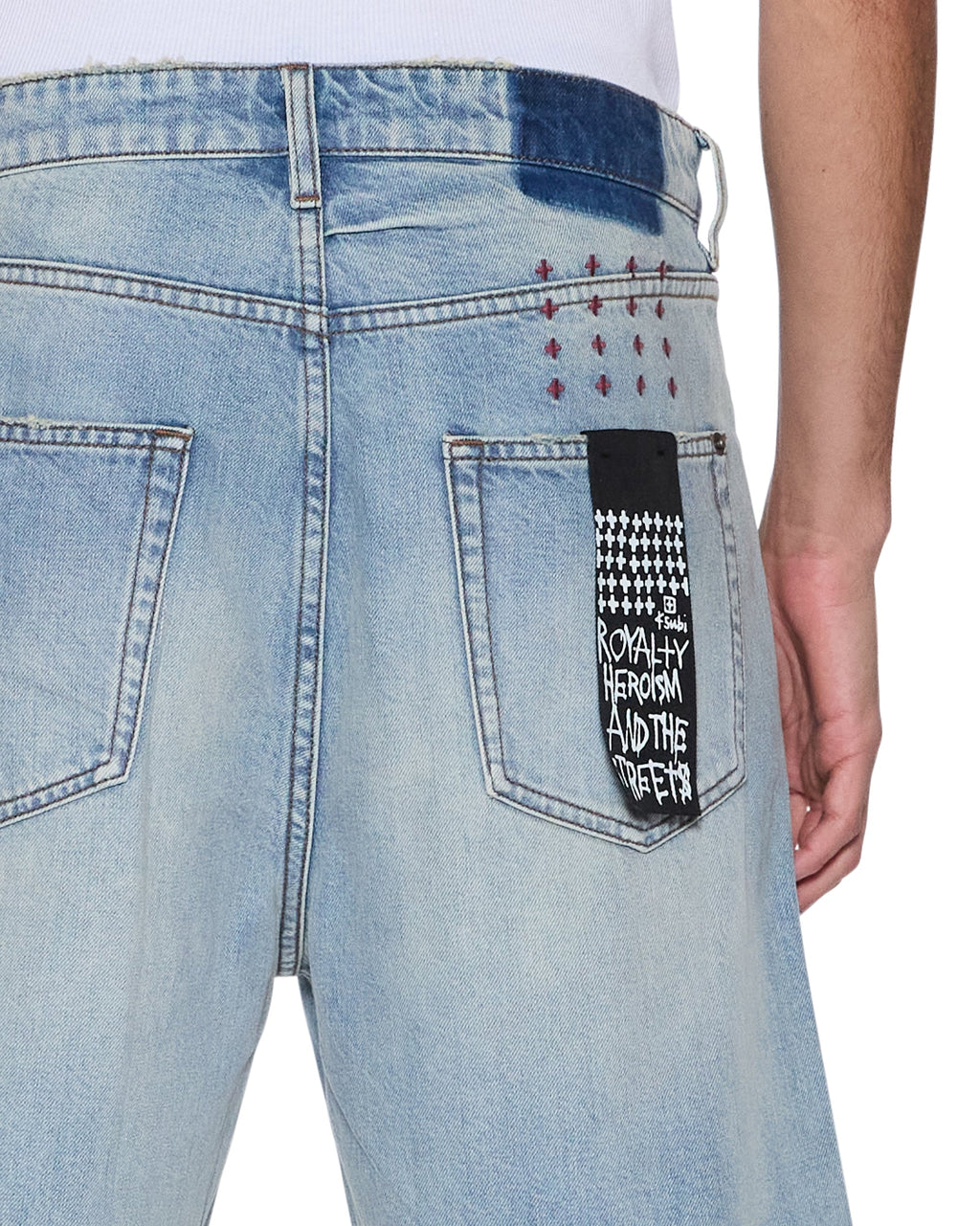 Mens Anti Short Scatter Blue Relaxed Walkshorts - Denim