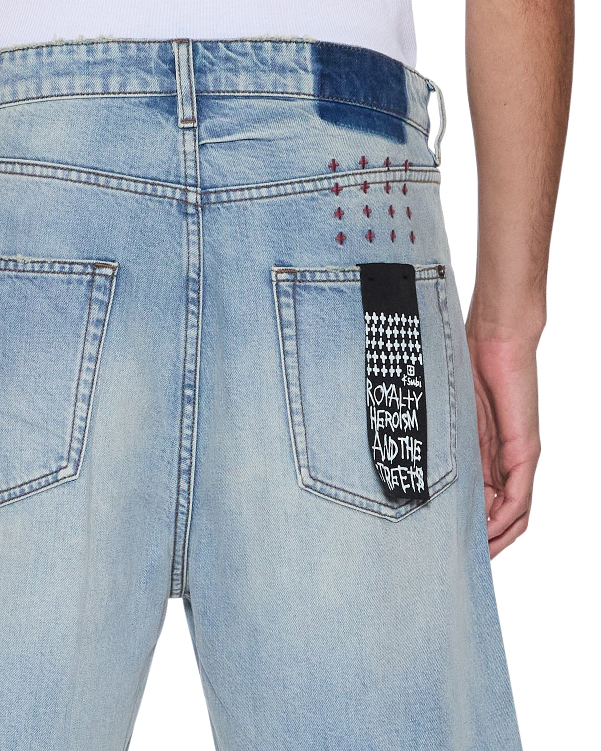 Mens Anti Short Scatter Blue Relaxed Walkshorts - Denim