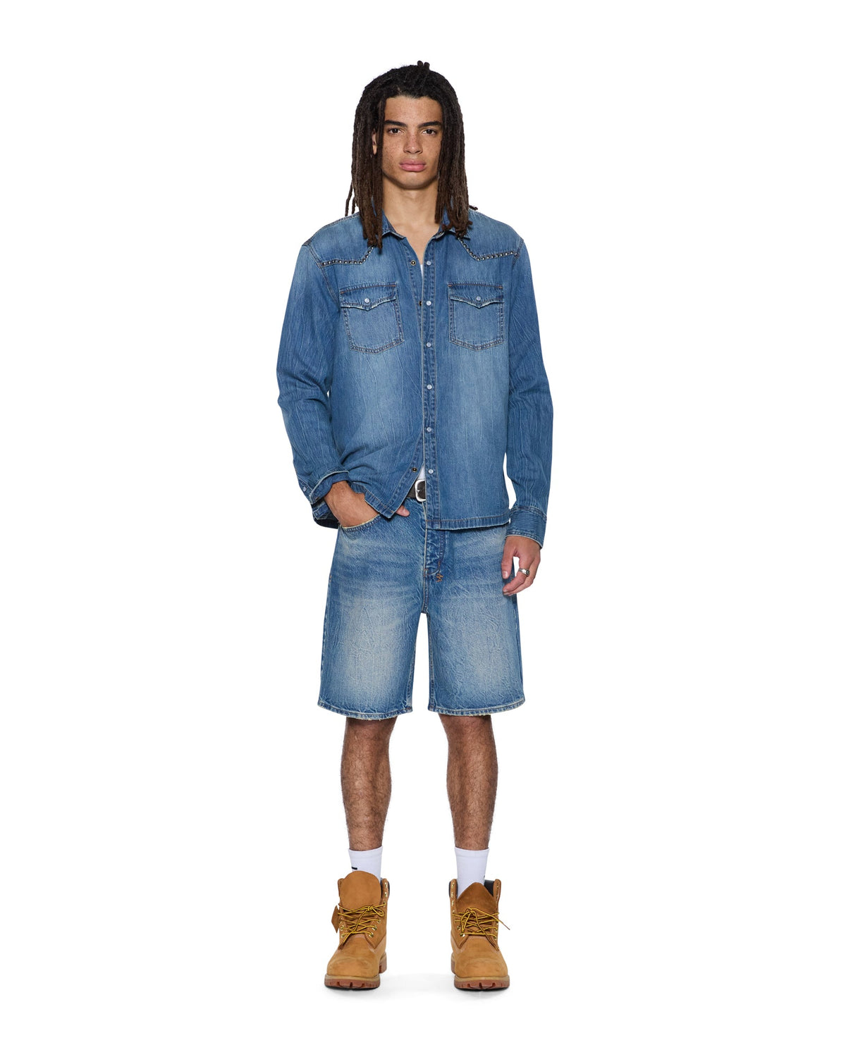 Mens Anti Short Texas Blue Relaxed Walkshorts - Denim