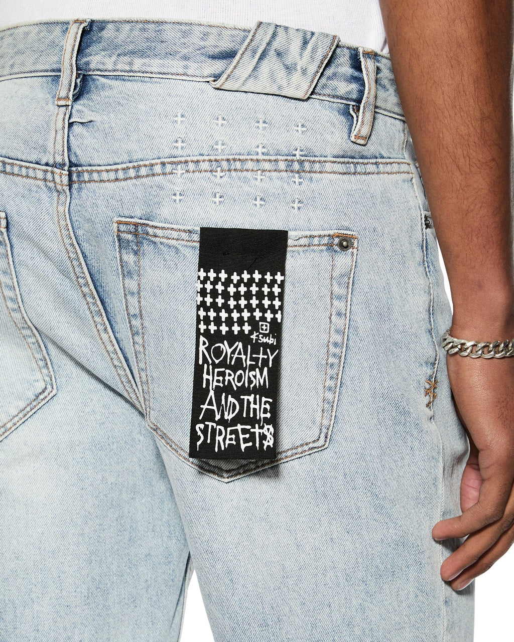 Mens Chopper Short Karma Trashed Slim Walkshorts - Denim