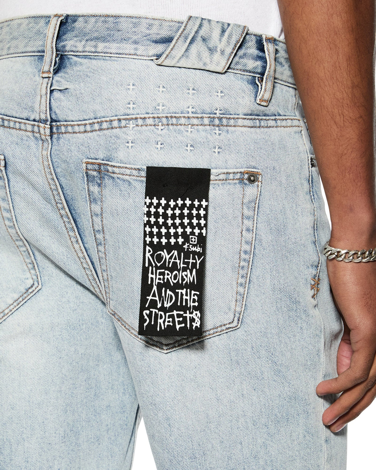Mens Chopper Short Karma Trashed Slim Walkshorts - Denim