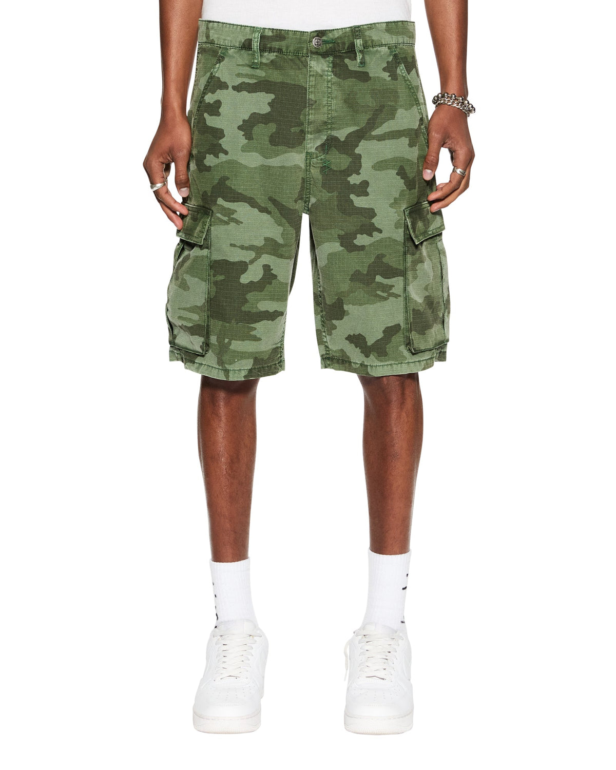 Mens Fugitive Cargo Short Hash Camo Relaxed Walkshorts - Green
