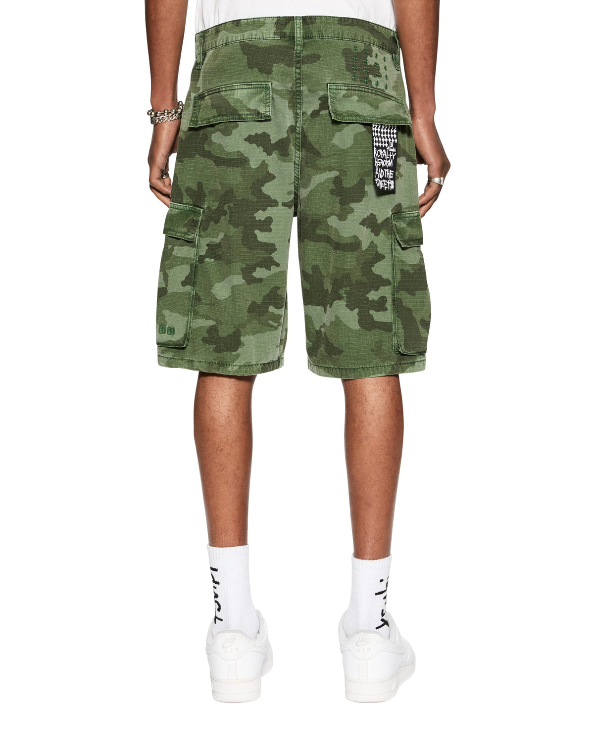 Mens Fugitive Cargo Short Hash Camo Relaxed Walkshorts - Green
