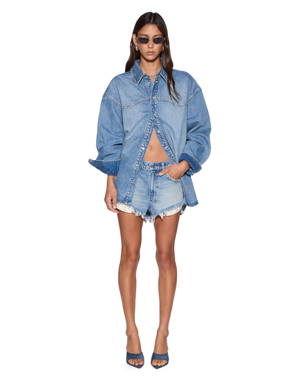 Womens Kut Off Denim Short Maverik Krystal Relaxed Walkshorts - Denim