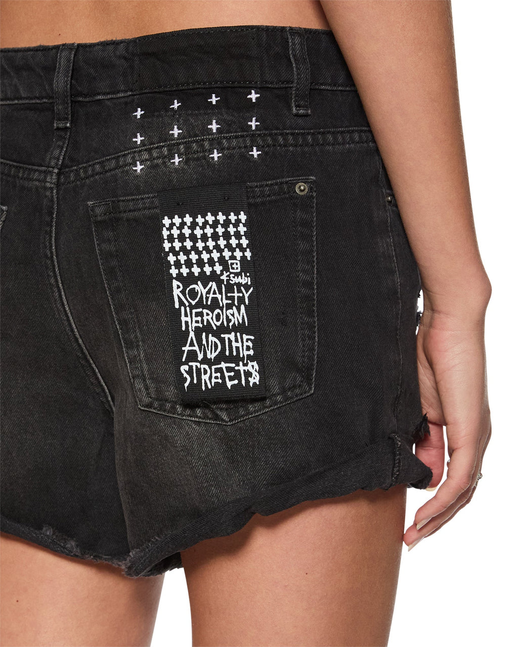Womens Rollin Out Short Trashed Black Relaxed Walkshorts - Black